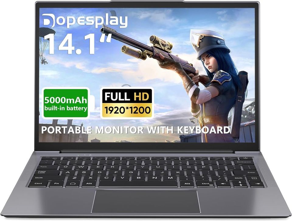 Dopesplay 14.1" 1200p HDR IPS Portable Monitor With Keyboard