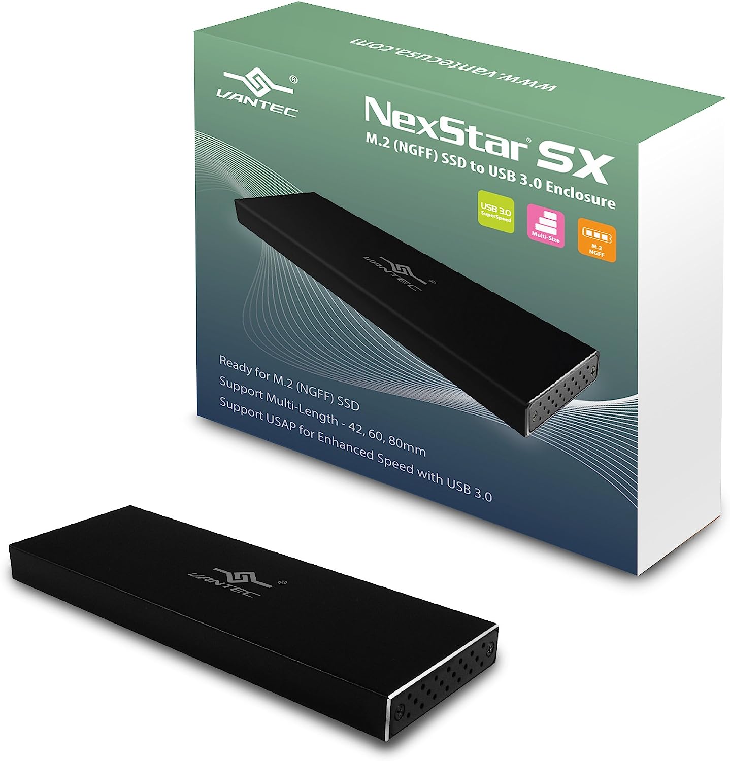 Vantec NexStar SX M.2 SSD to USB 3.0 Enclosure (NST-M2STS3-BK)
