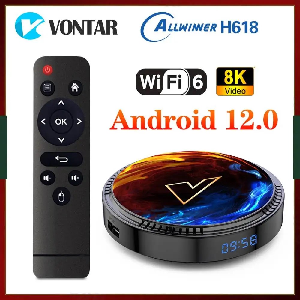 VONTAR H1 H618 TV Box 4GB RAM 32GB ROM Android 12 WiFi-6 8K